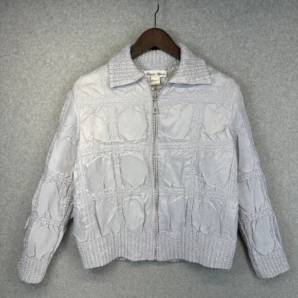 General Apparel Jacket Women Small Silver Gray 100% Polyester Full Zip Collared - Picture 1 of 13